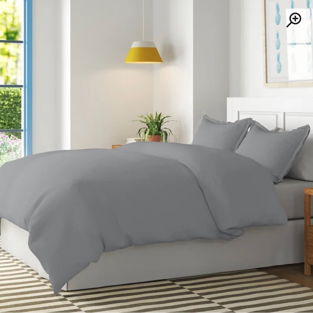 Modern Basics Microfiber King Duvet Cover Set by Wayfair Basics Light Gray NEW